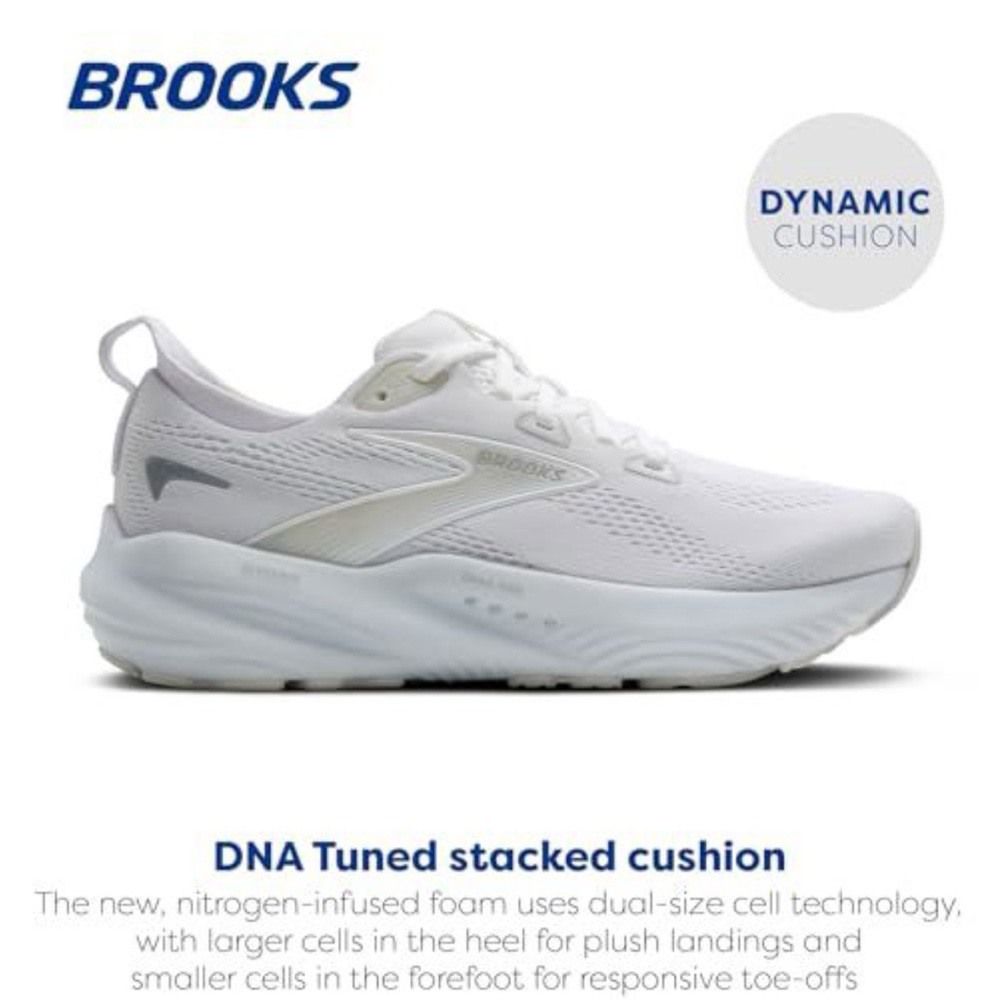 Brooks Women’s Glycerin 22 Neutral Running Shoe - White/White/Grey - 9 Medium